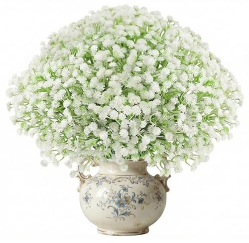 GZDILUOGS 50 Stück Schleierkraut Künstlich, Kunstblumen Schleierkraut wie echt Fake Blumen Künstliche Blumen Gypsophila für Frühling Hochzeit Aesthetic Raumgestaltung und Home Decor (Weiß)