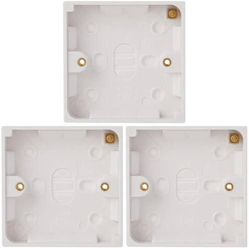 Merriway BH02625 Geformte Lichtschalter-Aufputzdose, Weiß (Packung mit 3)