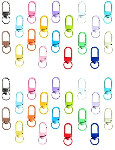YIPFEN Mousqueton Porte-Clés Métal 36 Pièces Mini, 18 Couleurs Assorties, pour DIY Bricolage Attache Sécurisée Clés & Sacs