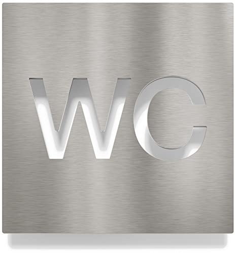 Edelstahl WC-Schild - selbstklebend & pflegeleicht - Design Toiletten-Schild W-01-E