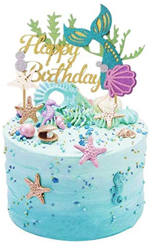 Glitzer - Meerjungfrau - Kuchen-Dekoration, Happy Birthday Kuchen, Picks, für Meerjungfrauen, Babyparty, Geburtstagsparty