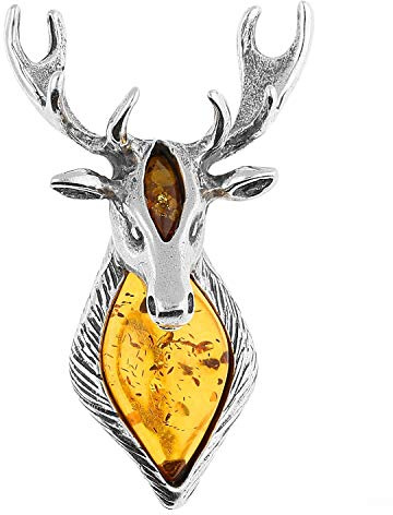 Djurtema bärnsten brosch nål/klämma för kvinnor – 925 sterlingsilver – välj mellan 12 olika stilar. Presentförpackad e sterlingsilver, cod. 060361-LBJ-BROO