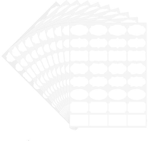 Wisdompro 320 Pcs Removable Freezer Food Labels, Fancy Shape Self Adhesive Frozen Food Storage Labels Stickers for Jars, Spice, Bottles, Containers, Blank White (5 x 3cm)