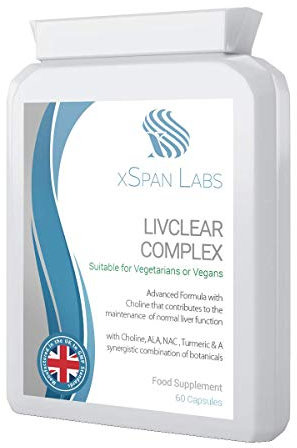 LivClear Complex 60 Capsules – with Choline, Alpha Lipoic Acid, N-Acetyl Cysteine & 9 Botanicals Including Turmeric and Chlorella synergistically Blended to contribute to Normal Liver Function