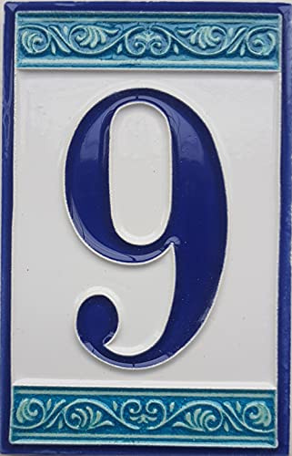 Hausnummern, handbemalt, italienische Keramik, Griechisches Design, Fliesengröße: 11 cm x 7 cm (9)
