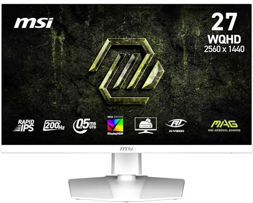 MSI MAG 274QRFW E20 Écran Gaming 27 WQHD | Dalle Rapid IPS 2560x1440, 200 Hz, 0,5ms, compatible VESA, HDMI, DisplayPort, Adaptive-Sync