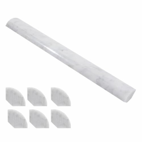 Lovdeco Carrara White Quarter Round Tile Liners 6 Pack 1 x 12 Marble Pencil Liner Polished Tiles