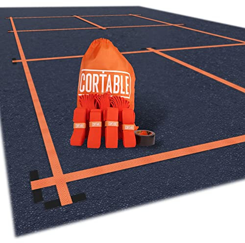 CORTABLE Linee temporanee per campo da pickleball, l'originale, portatile, kit di marcatura per campo da pickleball, linee per campi da esterno o interno, dimensioni del campo da sottaceto, nessuna