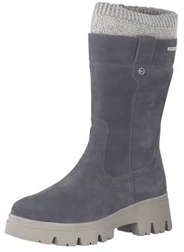 Tamaris Comfort Stivali da donna senza tacco con cerniera e bordo in tessuto piatti Calzata Comfort, Grigio (Graphite), 38 EU