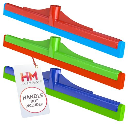 HELOMOR Floor Squeegee Wiper Heads 3-Pack Refill Mop Foam Dual Moss, 16 L For Cleaning Indoor Kitchen Households & Offices Scooping & Drying Water On Wood Parquet Concrete Tile Bathroom Shower Window