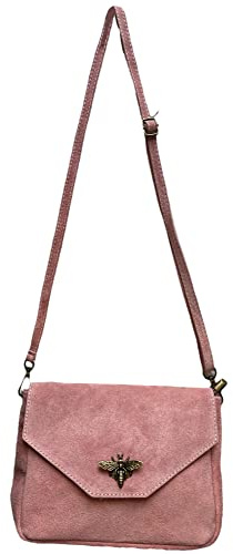 ALEX(E) Bolso, Bolso Bandolera, Cuero Vachette Verdadero, Fantasía Metal Cierre Forma Abeja, fucsia, Longueur 25 CM Hauteur 17 CM