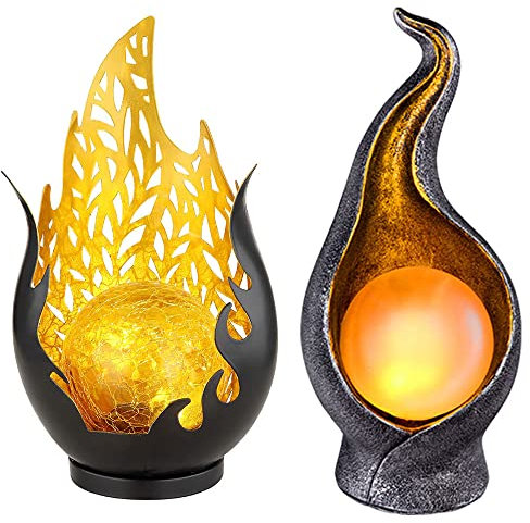 Solarleuchte Solarlampe Außenleuchte Gartenleuchte Eingangsbereich Terrasse, IP44 Spritzwasserfest Flammenoptik, orientalisch, LED 0,06W warmweiß, 2er Set