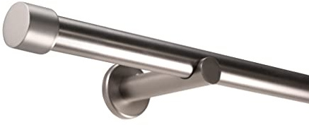 Deco-Raum Gardinenstange auf Maß 25mm Wandträger Style Endstück Cap edelstahl-optik, ohne Ringe 150 cm