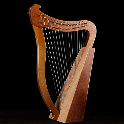 Lyra Harfe 15 Saiten Holz Mahagoni Harfe Nylonsaiten für Erwachsene Kinder und Anfänger Musikinstrument mit Stimmschlüssel und Tragetasche (Farbe: 15 Saiten (Engel))