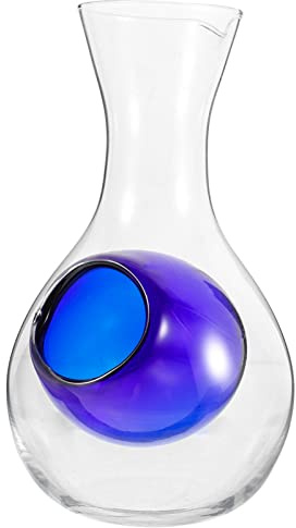 Mobestech Japanese Cold Sake Glass Decanter Bottle Wine Pour Carafes Wine Decanter with Ice Pocket Cold Sake Chilled Server for Home Blue 400ML