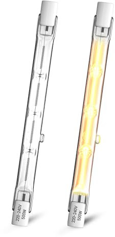 Klarlight 500W R7s Lampadine Alogene 118mm, J118 T3 Doppia Testa Lampadina Lineare Dimmerabile Bianco Caldo 2800K, 11000LM per Proiettori, Lampade da Pavimento, Luci del Paesaggio (Confezione da 2)