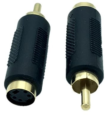 Traovien Adaptador S-Video hembra a RCA macho, adaptador de cable compuesto de 4 pines, adecuado para teléfonos micro y equipos de audio y más (2 piezas) (4 pines hembra/RCA macho)