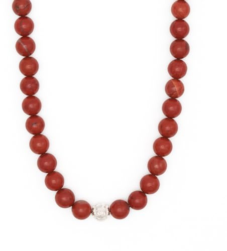 BERGERLIN Jaspis Halskette echt - Perlenkette mit 925 Sterling Silberperle - Echte Jaspis Kette in Größe XS-S