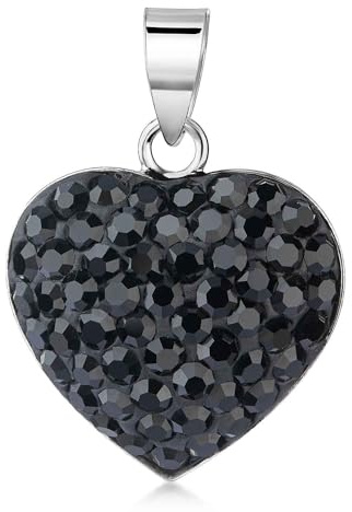 Kristall Herz Anhänger Silber 925 für Damen in weiß oder schwarz | wahlweise mit Kette incl Schmuck Box von MATERIA by Matthias Wagner