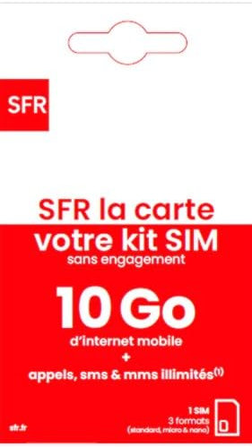 Nuovo SFR Carta 10GB di Internet + Chiamate, SMS e MMS illimitate, senza Abbonamento.