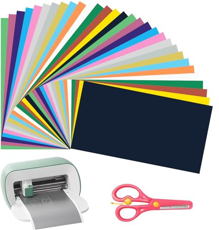 30 Stück Plotterfolie Textil Iron On für Cricut Joy - Bügelfolie für Textildruck, Flexfolie, Flockfolie - T-Shirt Folie zum Aufbügeln - Smart Iron On Heat Transfer Folie