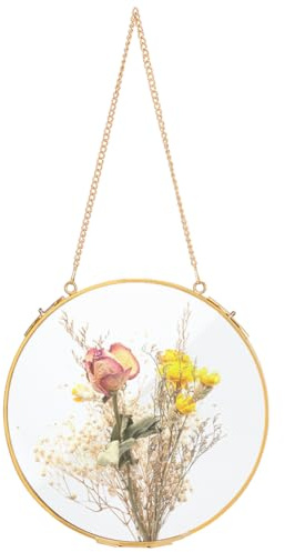UNICRAFTALE 1 Stück 20cm Gepresste Bilderrahmen Hängende schwimmende Glas Fotorahmen Zum Aufhängen Schwebende Glasrahmen mit Kette Für Pflanzenproben Bilder Artwork Bild Display Halter Wanddekoration