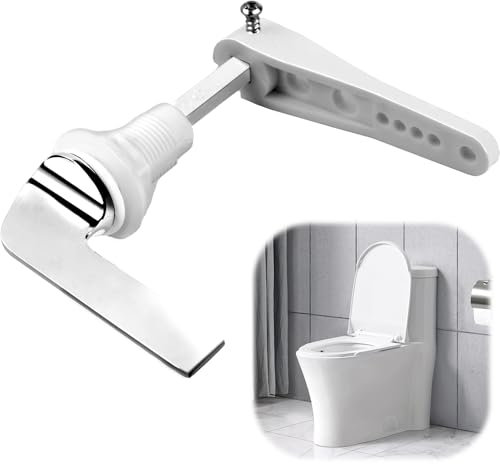 Zinc Alloy Toilet Cistern Handle - Metal Flush Replacement, Easy to Install WC Tank Lever, Universal Water Tank Fitting, Adjustable Plastic Arm for Flusher