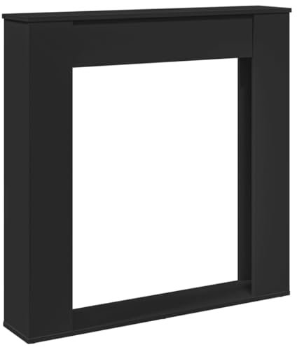 vidaXL Fireplace Surround Black Engineered Wood - 100 x 20 x 100 cm - Compatible with LED Flame - Functional Mantel Shelf - Easy Maintenance
