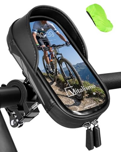 Vitalismo Fahrrad Handyhalterung Wasserdicht Lenkertasche 360°Drehbarem Motorrad Handyhalter für 4.7-7 Zoll Smartphone mit Regenhaube Handy Halterung Lenker Tasche Fahrradhalterung Fahrradtasche