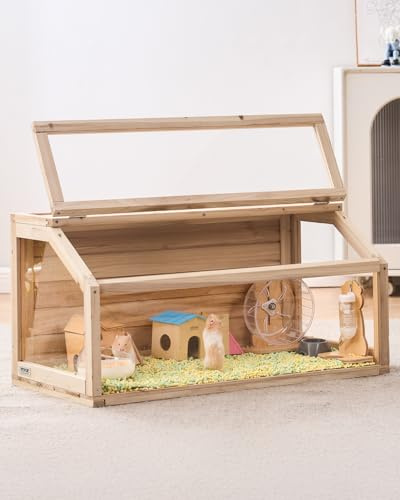 VEVOR Cage Hamster en Bois, 81,28x40,64x40,64 cm, Habitat Rongeurs Nains Vue à 270° avec Dessus Ouvrable, Maison Ventilée pour Petits Animaux de Compagnie, Souris, Gerbilles, Rats, Cochons d'Inde