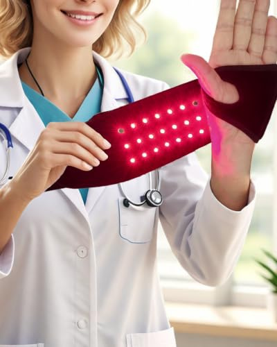Dr.WYFOOT Red Light Therapy for Wrist and Hand, Infrared Wrist Wrap with Heat & 5 Massage Modes, Portable Therawrap for Carpal Tunnel Relief, Tendonitis & Joint Pain, FDA Cleared （1 PCE Wrist Only