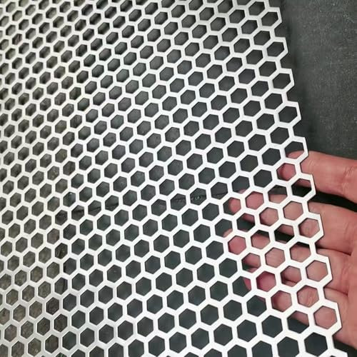 COYOUCO Lamiera Forata in Acciaio Inox 304, Rete Metallica con Fori esagonali 10/6/3,5mm per Filtro, Ventilazione, Copertura, Protezione, progetti Fai da Te,Dia 6mm,30x50cm