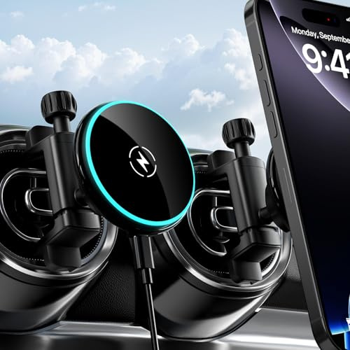ALAFLY Qi2 Zertifiziertes für Magsafe Autohalterung mit 15W Ladefunktion für Mercedes Benz A/B/C/E/G/GLA/GLK, Runde Lüftung-Schnelllade Handyhalterung für iPhone 17 16 15 14 13 12 Pro Max Plus Mini