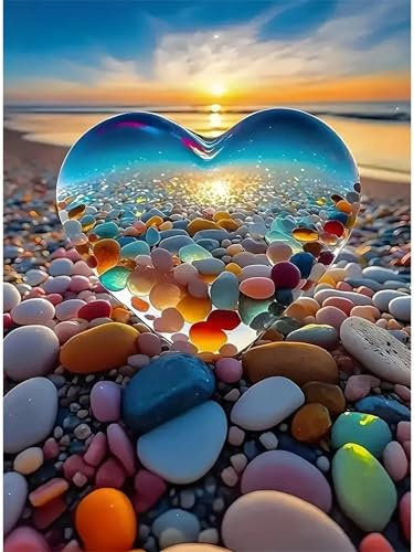 Puzzle 700 Piezas Corazón Guijarros Atardecer Entretenimiento Creativo Juguete desafío y Juego Educativo Rompecabezas para Adultos 52 x 38 cm Puzzles 700 Piezas Adultos