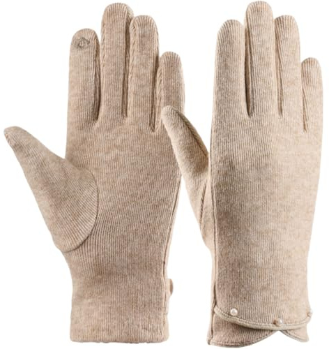 YISENJEE Winter Strickhandschuhe Elegante, Warme, Perlenverzierte, Dünne Stretch-Touchscreen-Handschuhe Für Damen