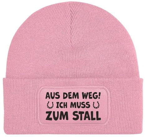 Tassenbrennerei Pferde Beanie Wollmütze mit Spruch: Aus dem Weg! Ich muss zum Stall - Strickmütze lustig als Geschenk für Freund, Mann, Pferdebesitzer - Pferdegeschenke