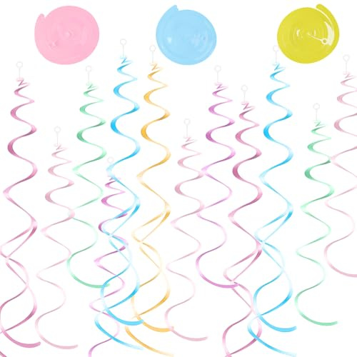 48 Stück Luftschlangen Geburtstag,75cm Luftschlangen Hängende Spiralen Grlande,Wiederverwendbar Wirbelspirale Deckendekoration für Karneval,Weihnachten,Silvester,Neujahr und Geburtstagparty Deko
