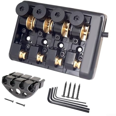 Reisefreundlicher Headless Bass Bridge 4 Saiten Konfiguration mit Hochleistungs-Messing-Sätteln (schwarz)