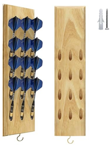 FARYODI Dartpfeilhalterung aus Holz für 12 Darts, Dart Halter, Darthalter für Wandmontage, Dartpfeile Halterung zur Aufbewahrung von Steeldarts und Softdarts, Dart zubehör