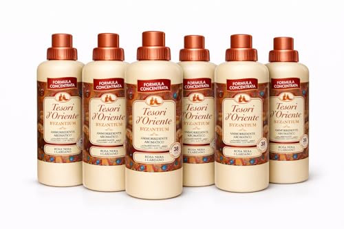 Tesori d’Oriente Weichspüler Konzentrat Byzantium – italienische Duftpflege – Rosa Nera & Labdano – 6er Pack (6x Flasche) – langanhaltender Duft, extra weiche Wäsche Veltao