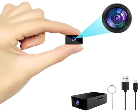 cuoum Mini Kamera-1080P HD Mini-Kamera mit Akku, Kleine Kamera mit Aufzeichnung, EIN Tasten Bedienung Mini Cam with Recording, Tragbare Mini Video Camera, Keine WLAN/APP/Bluetooth Erforderlich