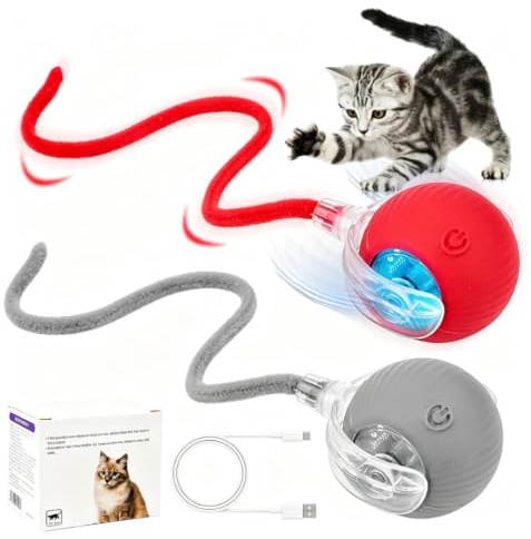 MplehDa Interaktives Katzenspielzeug Katzenball, 2 Stück Bewegliches Katzenspielzeug, Katzenbälle Katzenspielzeug Elektrisch Katzenball Katzenspielzeug Selbstbeschäftigung Automatisch Rollender