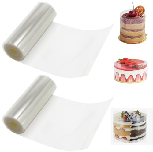 2 Pezzi Acetato per Torte, 10 cm X 10 M Fogli di Acetato Trasparente