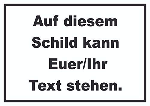 HB-Druck Schild mit Wunschtext waagerecht Text schwarz Hintergrund Weiss A4 (210x297mm)