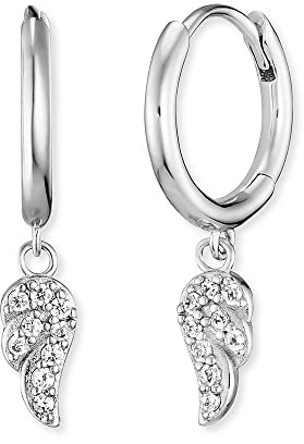 Engelsrufer Damen Creole aus Sterling Silber mit beweglichen Flügeln - Clipverschluss - nickelfrei
