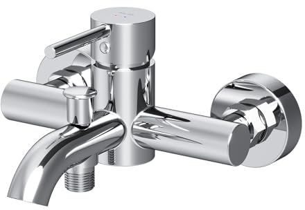 AM.PM FPA10000 – Mitigeur Baignoire Monotrou Brossé et Chromé, Robinet de Baignoire Monocommande pour Salle de Bain, Colonnette Baignoire