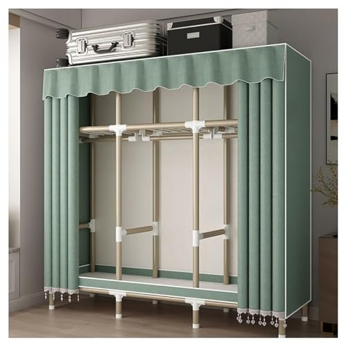 LAMEDOAT Tragbarer Kleiderschrank mit Abdeckung für Schlafzimmer, Kleiderständer mit 3 Hängestangen und 3 Regalen zum Aufhängen von Kleidung (Farbe: Grün, Größe: 168 x 50 x 180 cm)