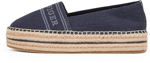 Tommy Hilfiger Donna Espadrillas Denim Platform con Plateau, Blu (Space Blue), 36 EU