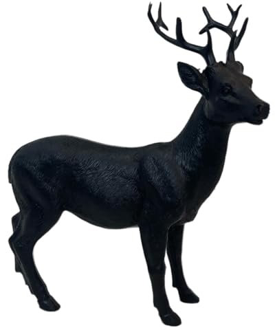 Dadeldo Living & Lifestyle Hirsch Dekofigur Weihnachtsdeko Resin schwarz 16x15cm