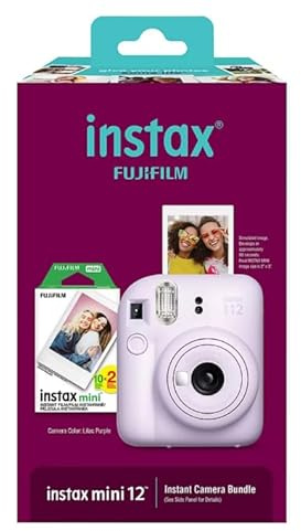 Fujifilm Instax Mini 12 Appareil photo instantané avec film en bonus, 20 feuilles – Lilas (violet)